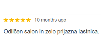 Mnenje: "Odličen salon in zelo prijazna lastnica" - Marjan T.